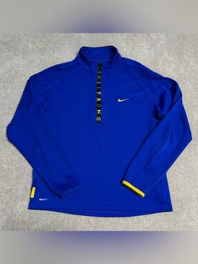 Nike Fit Dry Livestrong 1/4 Zip Pullover Jacket Mens Large Blue Active Run Walk